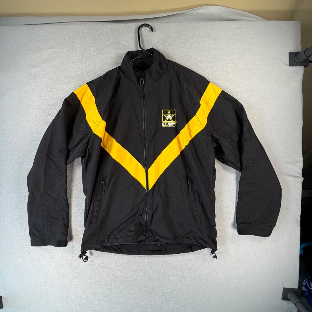US Army APFU Physical Fitness Uniform Jacket Black Yellow Small Regular